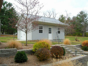 backyard garage with shed