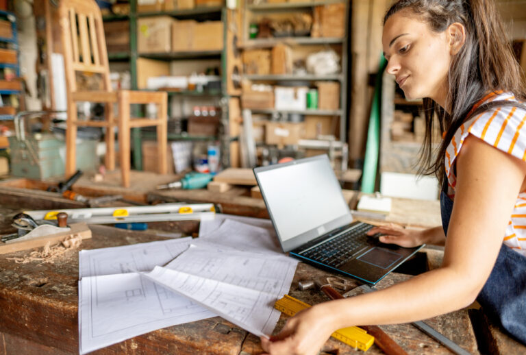 woman-designing-a-garage-workshop